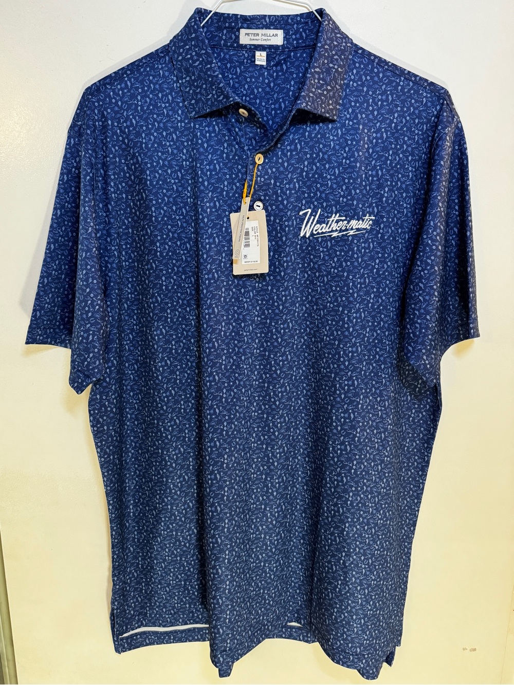 Peter Millar Men's Navy Printed Polo